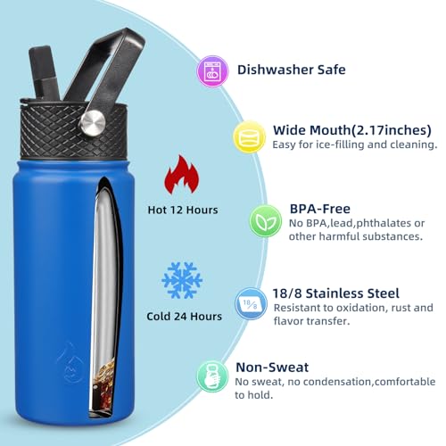 18oz Insulated Water Bottle with Straw Lid