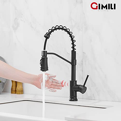 Matte Black Touchless Kitchen Sink Faucet with Pull Down Sprayer
