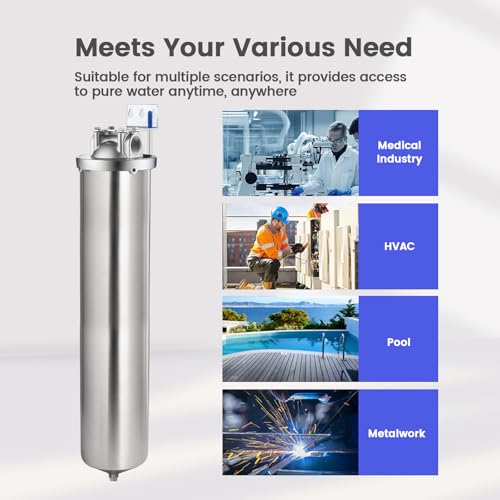 NSF ANSI 42 Certification Big+ Stainless Steel Filter Housing for 20”Length