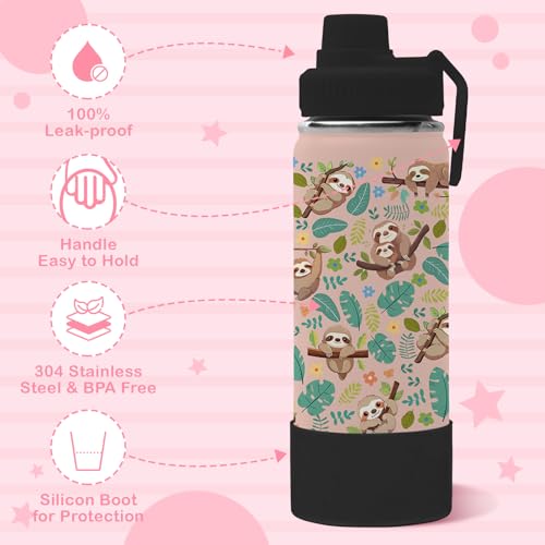Sloth Gifts 18oz Sloths Water Bottle with 2 Lids