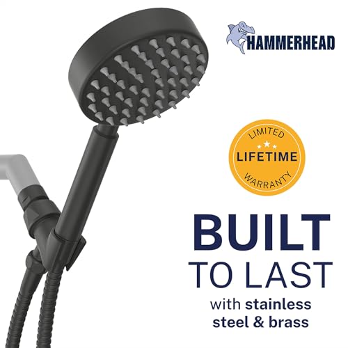 Solid Metal Handheld Shower Head with Hose and Brass Holder