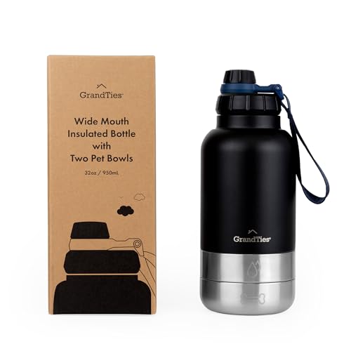 Insulated Portable Dog Water Bottle with 2 Detachable Water Bowl Dispenser