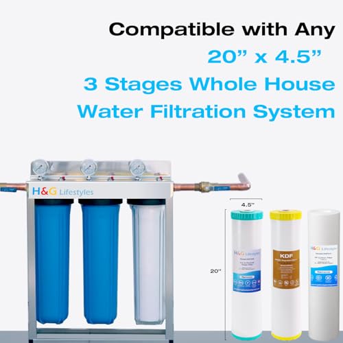 4.5" x 20" 3 Stage Whole House Water Filter Replacement (3 Count)
