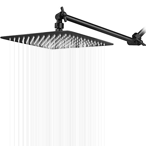 High Pressure Large Stainless Steel Square Rain ShowerHead With Shower Arm Waterfall Full Body Coverage Easy to Clean and Install