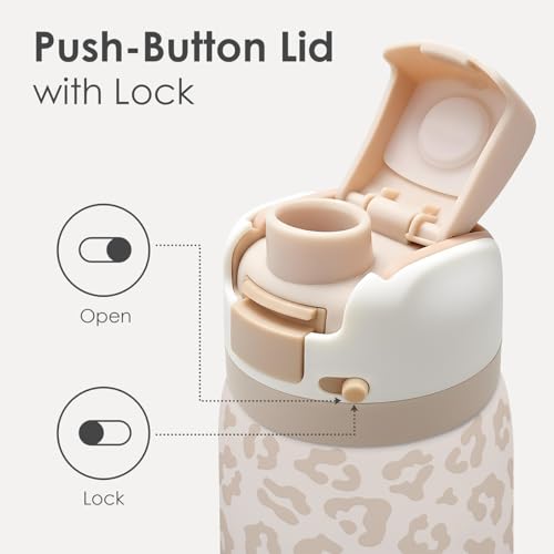 Leopard Print Insulated Stainless Steel Water Bottle with Straw for Sports and Travel