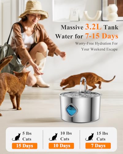 Cat Water Fountain Stainless Steel [3.2L