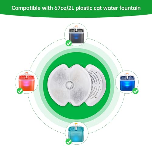 4 Packs Cat Water Fountain Filters for Ultra Silent Cat Fountain 67oz