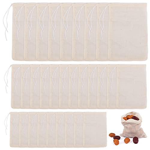 30 Pack Reusable Drawstring Cotton Soup Bags Spice Bag Tea Filter Coffee Brew Herb Muslin Cheesecloth for Straining (30 Count)