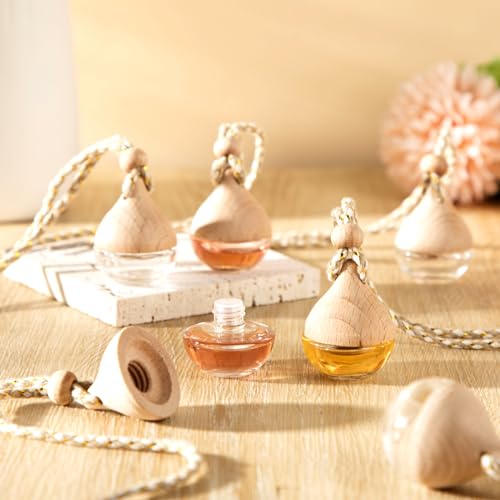 50 Pcs Hanging Car Air Freshener Car Diffuser Bottles Empty Glass Perfume Bottle Freshener Diffuser Bottle Pendant for Essential Oil Fragrance Aromatherapy Ornament (50 Count)
