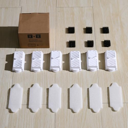 18 Pack) 6 Sets Ceramic Cat Water Fountain Replacement Filters, Pet Fountain Replacement Filters for 2.2L/74OZ Ceramic Fountain(White) (18 Count)
