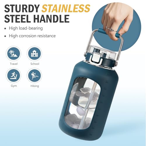 100 oz Glass Water Bottle with Straw
