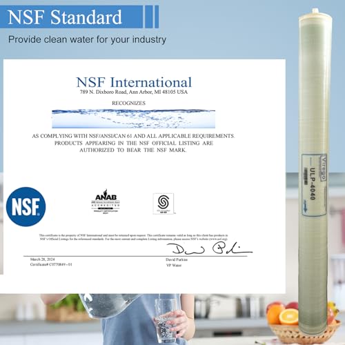 ULP-4040, 4040 ULP Membrane for Ultra Low Pressure Commercial Membrane, 2600GPD, TDS≤ 2000 ppm, Salt Rejection 99.3%, for Surfacewater, Groundwater, Tap and Municipal Water, NSF Certified