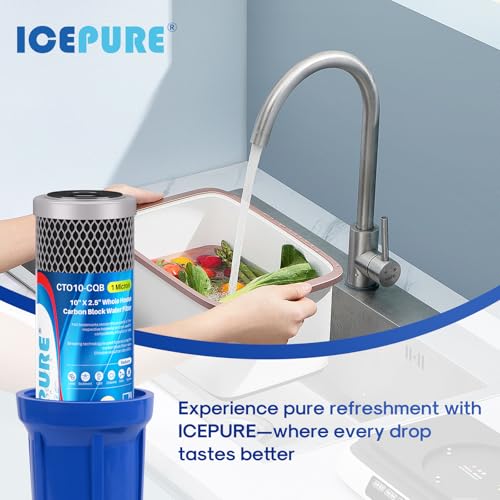 1 Micron 10" x 2.5" Whole House Upgraded Coconut Shell Activated Water Filter Lead Remove Filter Cartridge Replacement for WFPFC8002 (4 Count)