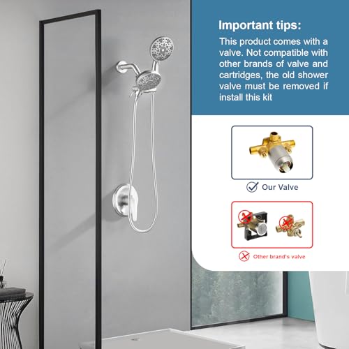 Shower Faucet Set Complete Shower Kit Dual Shower Head and Handheld 2 in 1 Combo Set Shower System Shower Trim Kit Combo Set Shower Fixtures