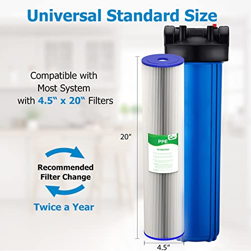 50 Micron 20 Inch Whole House Water Filter Cartridge (2 Count)