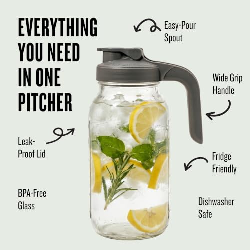 64 oz Mason Jar Glass Pitcher With Lid