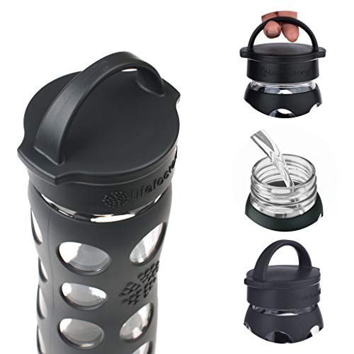 12-Ounce BPA-Free Glass Water Bottle with Classic Cap and Protective Silicone Sleeve, Iris