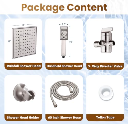 Rain Shower Head with Handheld Spray