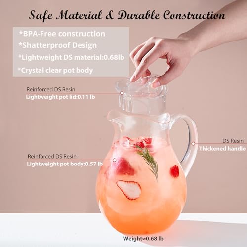2 Quart Plastic Pitcher with Lid