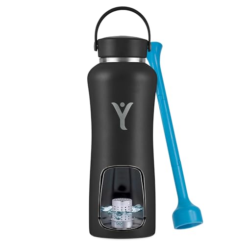 DYLN Hydrogen Water Bottle 40 oz Black Stainless Steel Alkaline Water