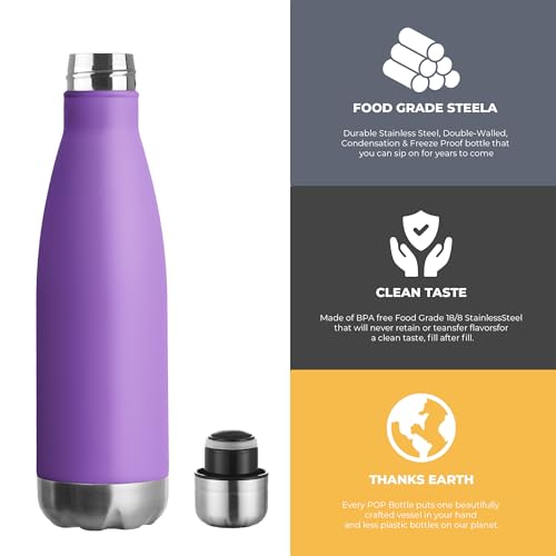 17oz Sport Water Bottle 8 Pack Vacuum Insulated Stainless Steel Leak (8 Count)
