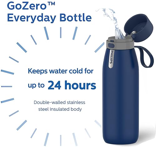 Filtered Water Bottle Stainless Steel Travel Keeps Cold 32oz Blue