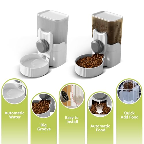Hanging Cage Auto Pet Food Bowl Water Bottle Dispenser