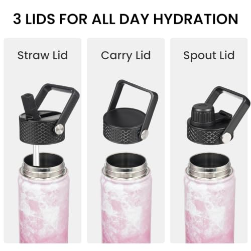 18 oz Insulated Stainless Steel Water Bottle with Straw Lid