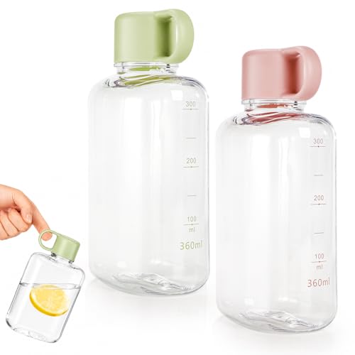 2 Pack Portable Flat Water Bottle (2 Count)