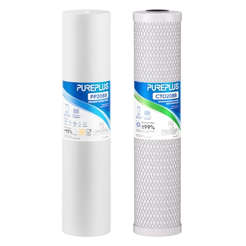 5 Micron 20"x4.5" Whole House Water Filter Cartridge Combo Kit with Sediment and Activated Carbon Block Filter