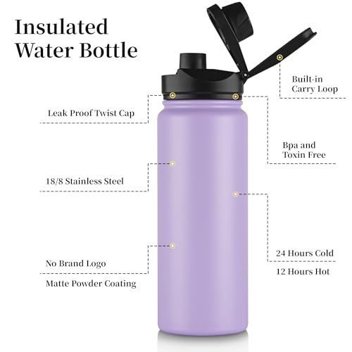 24 oz Insulated Water Bottle Bulk 8 Pack (8 Count)