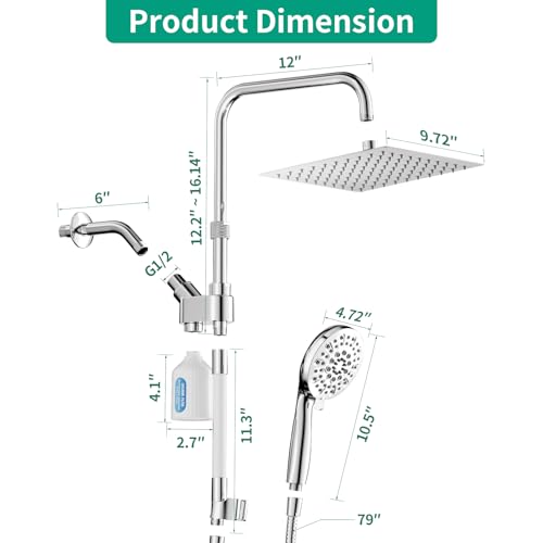 10" Filtered Rain Shower Head with Handheld Spray Combo