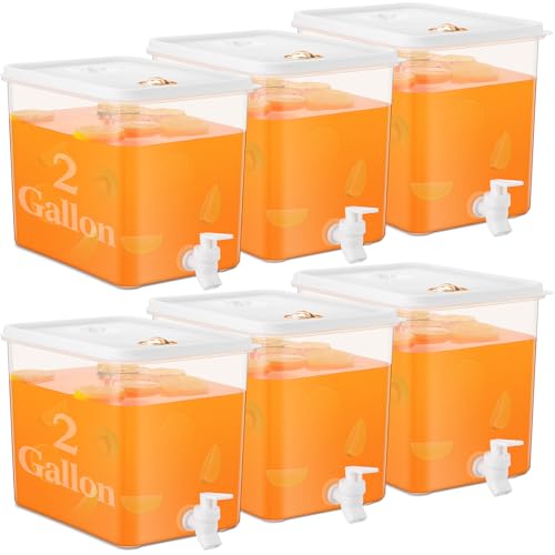 6 Pack Drink Dispenser for Fridge with Spigot (12 Gallon Count)