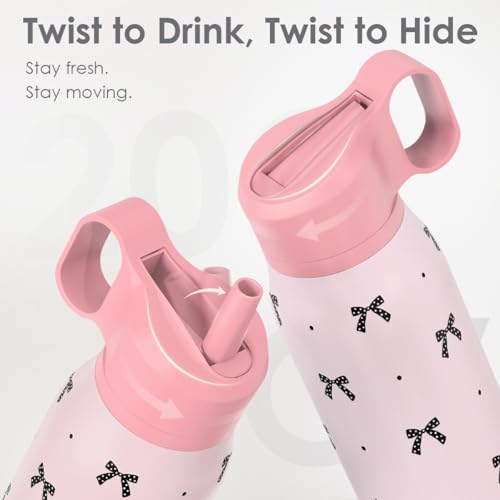 Bow Stainless Steel Water Bottle with Twist Lid 20oz