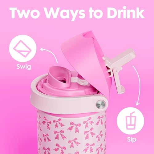 2 Pack 18 oz Insulated Stainless Steel Water Bottles for Kids Girls (2 Count)