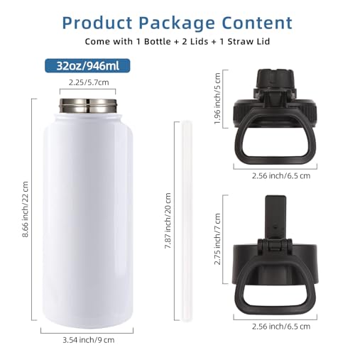 Sublimation Insulated Water Bottles Blank Bulk 8 Pack (8 Count)