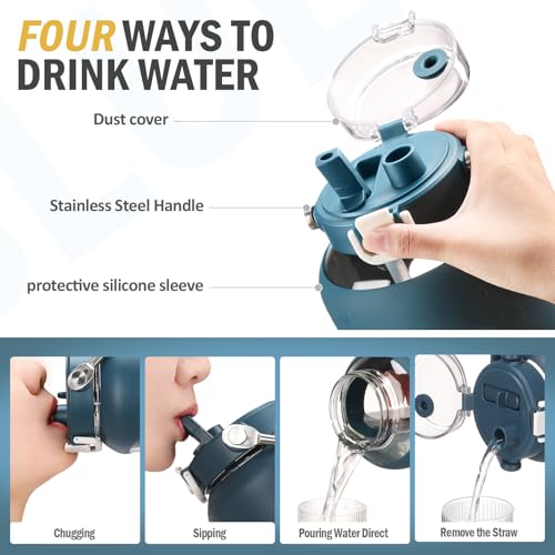 100 oz Glass Water Bottle with Straw