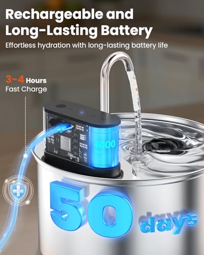 Cat Water Fountain Wireless Stainless Steel with Sensor 3.5L