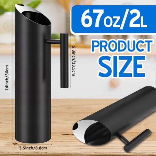 3 Pack 70oz 2l Stainless Steel Water Pitcher Modern Metal Pitcher with Ice Guard Silver Carafe Drink with Handle or Iced Hot Drink Tea Juice Coffee Beer (3 Count)