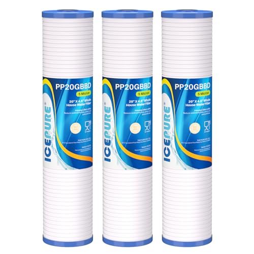5 Micron 20" x 4.5" Whole House Grooved Sediment Water Filter Cartridge Replacement for AP810 (3 Count)