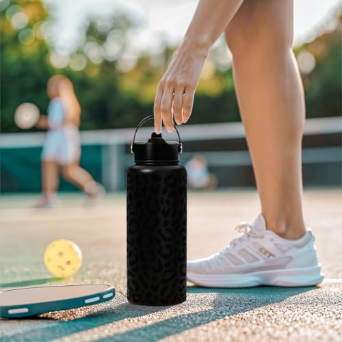 Leopard Water Bottle 32oz Stainless Steel Double Wall Vacuum Insulated with Lid