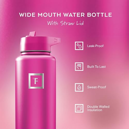 40 oz Wide Mouth Water Bottle with Straw