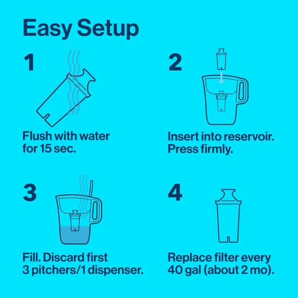 Small 6 Cup Space Saver Water Filter Pitcher with 1 Standard Filter