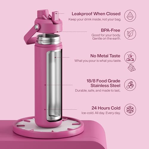 Insulated Water Bottle with Straw Stainless Steel Water Bottle