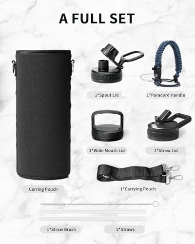 Water Bottle Insulated 40 oz with 3 Lids