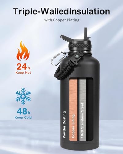 Water Bottle Insulated 87 oz with with 3 Lids