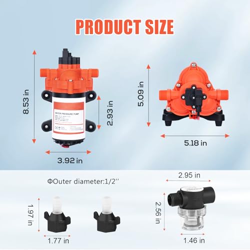 DC 12V RV Water Pump 3.5GPM 45PSI