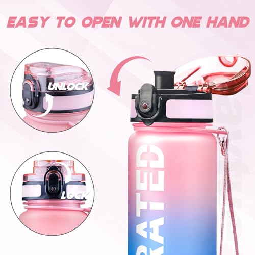 Water Bottle 32 oz Motivational Time Marker Tritan Bottle