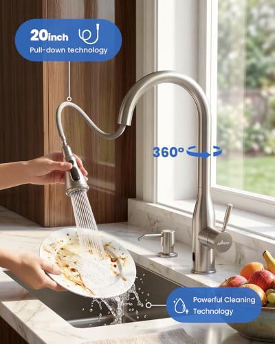Touchless Kitchen Faucet with Soap Dispenser and Pull Down Sprayer