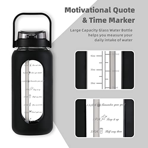 64 oz Glass Water Bottle with 2